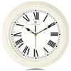Lafocuse 30cm Orologio da Parete Numeri Romani Vintage, Silenzioso Orologio Beige Bianco Retro, Classico Elegante Design senza Ticchettio per Soggiorno Camera da Letto Cucina