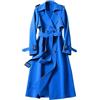 kosopse Trench Coat - Cappotto invernale da donna, lungo, elegante, con cintura, doppio petto con colletto a risvolto, casual, tinta unita, giacca a vento da donna, Blu, M