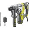 Ryobi RSDS800-KC, Tassellatore SDS+ a 4 Modalità, Motore Verticale da 800 W e Forza di Battuta da 3.0 Joule, 2 Mandrini, Invertitore di Rotazione, Rivestimento GripZone e Illuminazione a LED