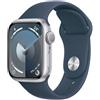 Apple Watch Series 9 GPS + Cellular 41mm Silver Aluminium Case with Storm Blue Sport Band - M/L Italia
