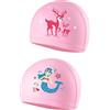 PAEHUIMT Cuffia Piscina Bambina, Cuffia Nuoto Bambino 2 Pezzi, Cuffia Nuoto per Bambini da 4 a 9 Anni (Rosa + rosa)