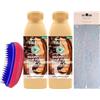 FEI FAN Shampoo Hair Food, Per Capelli Secchi e Ricci, Deterge, Nutre, Anti-Crespo, Rigenera Ricci, Burro Di Cacao 350ml (2 Unità) + Fascia Per Capelli (Colori Assortiti) + Spazzola SciogliNodi