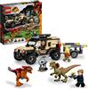 LEGO Jurassic World Trasporto del Piroraptor e del Dilofosauro, Set con 2 Dinosauri Giocattolo, Fuoristrada e 3 Minifigure, Giochi per Bambini e Bambine da 7 Anni in su, Idea Regalo Fan dei Dino 76951