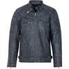 URBAN 5884 Giacca Pelle Uomo RALF, Giubbotto in Vera Pelle Ovina in Stile Biker, Morbido e Resistente, Denim, XL