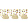 W WIDMANN MILANO Party Fashion - Set costume Hawaii, gonna in rafia, collana di fiori, fascia e braccialetti di fiori, festa estiva, festa in spiaggia, carnevale