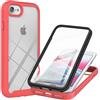 TTNAO Custodia iPhone SE/2020/8/7/6s/6 360 Gradi Protezione per Display Integrata Case Trasparente [Antiurto] [Anti-Graffio] Cover-Rosso