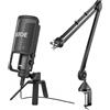 RØDE Rode Microphones NT-USB - Microfono USB di qualità da studio - Bundle con Rode PSA-1 Professional Studio Boom Arm