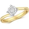 9ct Oro Giallo Diamante Twist Fidanzamento Anello Brillante Set Solitario Size /