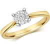 9ct Oro Giallo Diamante Twist Fidanzamento Anello Brillante Set Solitario Size J