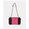 Moschino Borsa a tracolla imbottita bicolore con applicazione Love - Nero/Rosa