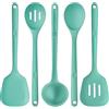 U-Taste 5 Pz Utensili cucina silicone lunghi, resistente a 315°C, Aqua Sky
