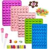 BluVast 5 Pezzi Stampi per Caramelle Gommose, Stampini per Caramelle Gommose con Contagocce, Stampo Orsetto Silicone Adatto per Fare Cubetti Ghiaccio Cioccolato Fondente Gelatina