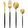 Bestdin Set Posate 6 Persone, 24 Pezzi Posate Nero Oro Opaco, Set Cena con Coltello Forchetta Cucchiaio, Set Posate in Acciaio Inox di Alta Qualità, Lavabile in Lavastoviglie