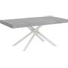 CasaArredoStudio, Tavolo Allungabile Karida, 160(264) x90 cm, Cemento con Gambe Incrociate Bianche, Made in Italy.