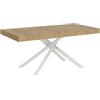 CasaArredoStudio, Tavolo Allungabile Karida, 160(264) x90 cm, Quercia Natura con Gambe Incrociate Bianche, Made in Italy.