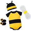 Lito Angels Vestito Costume da Ape Pagliaccetto per Bimba Bimbo, Body Tutina con Ali, Calzini e Cappello Taglia 9-12 mesi, Giallo Nero (Etichetta in Tessuto 100)