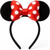 KIRALOVE Cerchietto orecchie topolina nero minnie fiocco rosso pois bianchi accessori idea regalo cosplay costume festa femminile travestimento