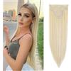 Dcbaboo Extension Capelli a Clip Lisci 8PCS Clip in Hair Extension Capelli Finti Lunghi 60cm Posticci per Capelli Sintetici Estensioni con Clip Dritti Naturale per Donna, Biondo candido