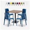 Grand Soleil Set tavolino legno metallo Horeca 90x90cm 4 sedie impilabili bar ristorante Yanez