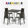 Grand Soleil Set 4 sedie impilabili bar cucina tavolino Horeca nero 90x90cm Jasper Black