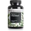 natural elements Integratore Ferro con 40mg Vitamina C (da bisglicinato ferroso) - 240 compresse vegane - vitamina C naturale da acerola - complesso chelato ben tollerato - ad alto dosaggio