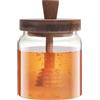 Chase Chic Glass Honey Pot, Barattolo di Miele in Vetro Trasparente con Mestolo in Legno e Coperchio, Contenitore di Sciroppo con Versatore per Conservare il Miele d'Ape in Cucina 16 oz.
