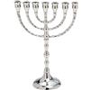NKlaus Menorah grande ottone 25cm fatto a mano nichelato portacandele argento 2695