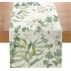 Dremisland Verde Runner Tavola Moderno Foglie di Eucalipto Runner Tavola | Cotone e Lino Lavabile Runner per Il Tavolo Primaverile Estiva Runner Decorazione per Interni Vacanza Festa 30x180 cm