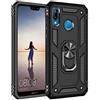 yanzi Compatibile con HuaWei P20 Lite/Nova 3e Telefono Cover(2018)+9H Vetro Temperato[Militare Antiurto]-[Supporto] Bumper Robusta TPU Silicone Protezione Custodia per P20 Lite-Nero