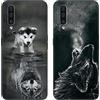 DiaryTown 2 Cover per Samsung A50 2019 Custodie TPU Silicone Morbida con Bello Animale Disegno Motivi Antiurto Protettivo Nero Cover Gomma Ultra Sottile Morbido Cover per Galaxy A30s - Cane/Lupo