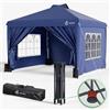 VOUNOT® Gazebo 3x3m Pieghevole con 4 Parti Laterali Rimovibili, Gazebo da Giardino Tenda Padiglione Sistema di Clic Pop-up con 4 Sacchi di Sabbia di Peso e Sacca di Trasporto, Colore Blu