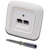 EBROM SET IDEE Busch Jäger, Rutenbeck - Presa di rete Ethernet 10 Gigabit/S (10GbE) KAT6A 6A - 2 connettori RJ45 in ReflexSi bianco alpino e copertura UAE, con tester di fase EBROM per il montaggio del dispositivo