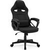SENSE7 Poltrona da gioco Knight, ergonomico con cuscini lombari regolabili, sedia da gioco con oscillazione, braccioli imbottiti, sedia da ufficio in tessuto fino a 120 kg, sedia PC nera