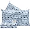 Riad Arredo Set Completo Letto Matrimoniale in PERCALLE 100% Cotone Morbidissimo - Completo Lenzuola in Percalle di Cotone (Geometrico Blu)