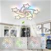 Luyaim RGB Bambini Ventilatore Da Soffitto Con Luce E Telecomando Silenzioso 69cm Dimmerabile LED Plafoniere Con Telecomando 6-velocita Inversione Senso Di Rotazione, Temporizzazione Ventola