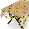 ANRO Tovaglia trasparente in tela cerata, pellicola protettiva per il tavolo, motivo stampato, 0,15 mm, girasoli, 180 x 140 cm, bordo tagliato, rotondo, ovale, rettangolare