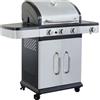 VivaGarden Barbecue a Gas 3 Fuochi + 1 in Acciaio cm 117x55,5x112 h Inox