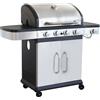 VivaGarden Barbecue a Gas 4 Fuochi + 1 in Acciaio cm 128,5x55,5x112 h Inox