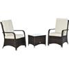 DecHome Set Mobili Giardino Rattan PE Tavolino 2 Sedie Marrone e Crema 143V02841