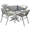 San Marco Set tavolo bar pieghevole quadrato 70x70 e 4 sedie in alluminio impilabili