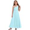 Zaldita Abito da Cerimonia per Bambina Ragazza Comunione Vestito da Damigella d'Onore Principessa in Chiffon Banchetto Elegante Abito da Festa di Compleanno Azzurro 7-8 Anni