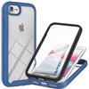 TTNAO Custodia iPhone SE/2020/8/7/6s/6 360 Gradi Protezione per Display Integrata Case Trasparente [Antiurto] [Anti-Graffio] Cover-Blu