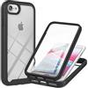 TTNAO Custodia iPhone SE/2020/8/7/6s/6 360 Gradi Protezione per Display Integrata Case Trasparente [Antiurto] [Anti-Graffio] Cover-Nero