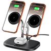 SwanScout Caricatore Wireless Doppio per iPhone 17/17e/Air, Stazione di Ricarica per iPhone 16/15/14/13/12 Serie, Ricarica Wireless per Air Pods Pro 3/Pro 2 (Nero)