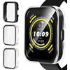 iVoler 3 Pezzi Cover con Vetro Temperato per Amazfit Bip 5, Copertura Completa Custodia Rigida PC, HD Clear Pellicola Protettiva Anti-Graffio Case, 2 Trasparente + 1 Nero