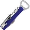 Fackelmann 00882 Cavatappi limonatiera, coltello limonatiera, cavatappi, apribottiglie, ferro cromato, giallo, blu, 13,4 x 4 cm