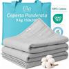 Ella Coperta ponderata per adulti 150x200 9kg - Coperta pesante rilassante per il sonno e antistress - 7 strati, perle di vetro ipoallergeniche, strato esterno in morbido cotone - Weighted Blanket