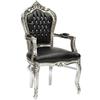 arterameeferro Poltrona barocco Luxury in legno foglia argento pelle nera