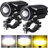 Kairiyard 2 Pezzi Fari Fendinebbia LED Moto 60W 6000lm 6000K/3000K Ambra/Giallo Bianco Lampada Ausiliaria Bicolore Off-Road Luce di Lavoro Pod per Moto Camion SUV ATV E-Bike Trattore