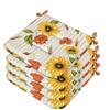 emmevi Set 4 Cuscini Sedia Cotone Con Lacci Lavabili Universali Coprisedie Morbidi Fiori Papaveri Rossi